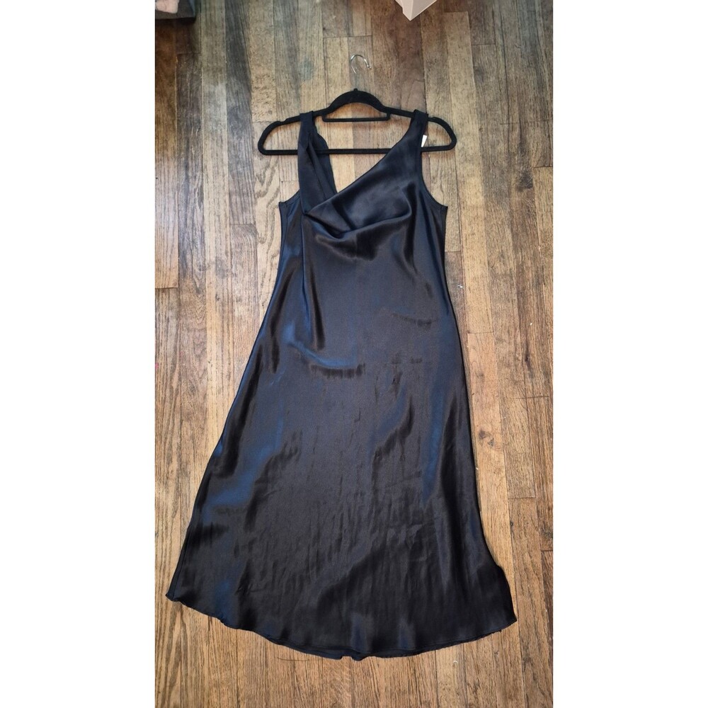 Vtg LA Intimates Womens Slip Dress Small Black Y2K Romantic trendy w Side Slit